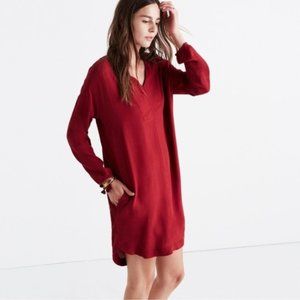 Madewell du jour 3/4 sleeve tunic dress in red